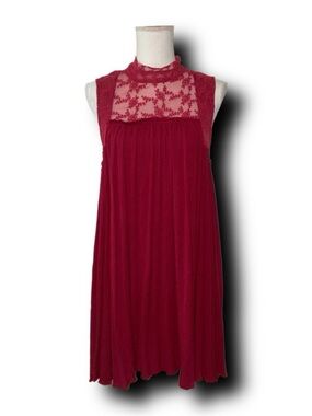 Anthropologie x Anama Red Lace Boho Yoke Swing Tank Dress